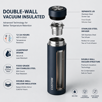 CHUFENG-Thermos à thé avec infuseur 17oz gobelet en acier inoxydable bouteille d'eau isolée termos de agua