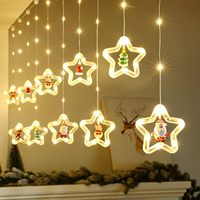 Guirlande lumineuse LED de Noël en forme d'étoile, anneau de vœux, flocon de neige, rideau lumineux 3m, décoration de fenêtre et d'arbre de Noël sur fil de corde