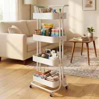 Chariot de rangement multi-usages pour la maison et la cuisine, à 4 niveaux avec paniers et roulettes