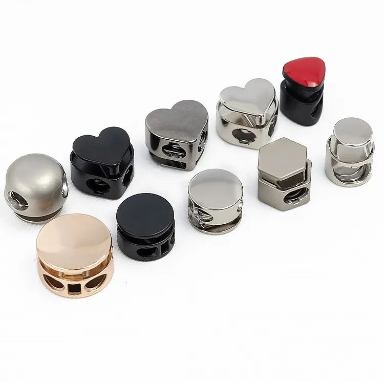 Oem Groothandel Goud Trekkoord Toggle Lock Stopper Stop Cord Snap Metalen Touw Slot Custom Vorm Metalen Koord Slot Voor Kledingstuk