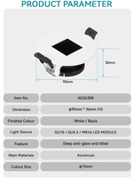 Rondelle murale anti-éblouissement incliné Downlight Frame GU10 MR16 Spotlight Fixtures Housing for Hotel Project
