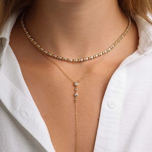 Collana <span class=keywords><strong>Tennis</strong></span> Scintillante con Perline e Zirconi Cubici da 2,5 mm, in <span class=keywords><strong>Argento</strong></span> Sterling <span class=keywords><strong>925</strong></span> Placcato Oro 14K 18K, Gioielli da Donna - Product Image 5