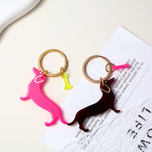 Llavero de Acrílico con Forma de <span class=keywords><strong>Perro</strong></span> Rosa, Estilo Europeo y Americano, Colorido y Lindo - Product Image 1