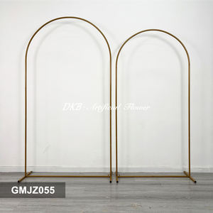 Arco de Metal Moderno Romántico con Fondo Dorado, Soporte para Fondo de Boda con Flores Artificiales, Flores de Alta Simulación, Tamaño Personalizable - Product Image 2