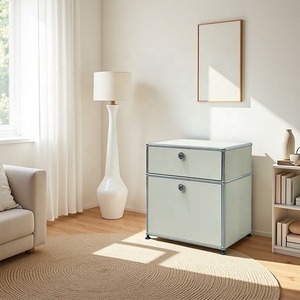 Modern <strong>High</strong> End Stainless Steel Bedroom Nightstand Modular Two Drawers White <strong>Bedside</strong> <strong>Table</strong> for Hotel Home Villa - Product Image 6