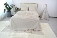 Ensemble de draps en lin couleur Pure Nature, 100% ensemble de literie en lin français 4 pièces de refroidissement respirant et durable pour les dormeurs chauds