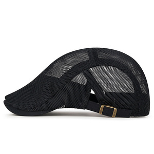Unisex Mesh Beret Black Summer Breathable Sun Protection Hat Full Mesh Cap For Outdoor Activities - Product Image 2