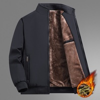 Blouson d'hiver pour homme, rembourré, doublé en polaire, épais, chaud, col montant, coupe-vent, uni, bleu marine, veste décontractée