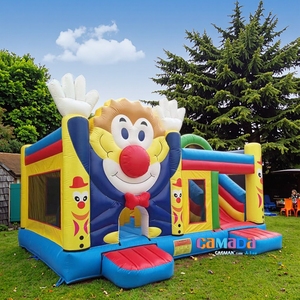 Venta al por mayor de PVC payaso inflable Casa de rebote Combo al aire libre jugar saltar castillo con tobogán para niños Dmuchany Zamek para niños - Product Image 1