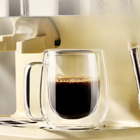 Mug à café élégant et moderne à double paroi isolée en verre avec poignée, sans BPA, sans danger pour les aliments, résistant à la chaleur, réutilisable, transparent, compatible lave-vaisselle