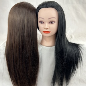 Tête de mannequin féminine pour la formation en cosmétologie, 24-26 pouces, cheveux synthétiques non remy, style droit, réaliste, pour le tressage, la teinture, la permanente - Product Image 3