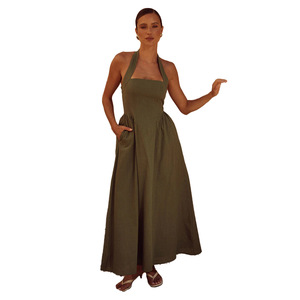 rope strap a-line maxi dress SPAGHETTI STRAP POLY CREPE MAXI DRESS | CULT MIA main image 1