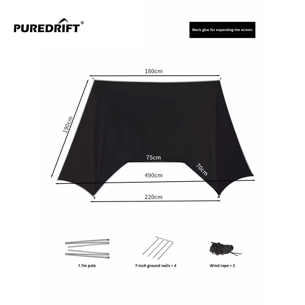 Black vinyl expansion cloth + hallway rod