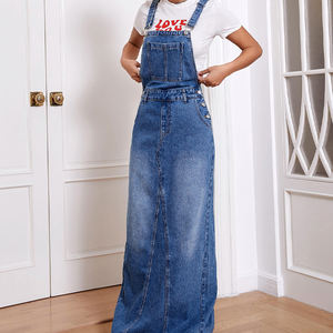 Robe de saut pour femme Denim à bretelles surdimensionné Long Denim Maxi Overall Dress pour femme - Product Image 6