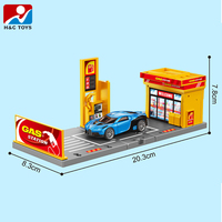 Maquette de station-service pliable à monter soi-même avec une petite voiture, trois couleurs assorties, design de scène de station-service simulée, 1 dollar