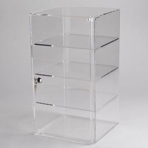 Boîte de rangement en acrylique transparente, écologique, entièrement assemblée, anti-poussière, avec base noire, boîte de rangement en cube, boîte porte-stylos - Product Image 1
