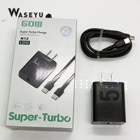 Chargeur mural USB-C Super Turbo 60W X50, charge rapide avec câble Type C pour Motorola, adaptateur secteur USB Type-C PD