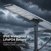 Lampu Jalan Tenaga Surya Terintegrasi Desain All in One IP66 Tahan Air untuk Penerangan Taman dan Plaza