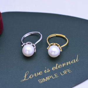 Bague en argent S925 avec perle d'eau douce Edison de 10-11 mm, style minimaliste, pour diffusion en direct, vente en gros - Product Image 5