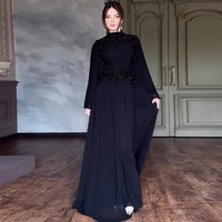 Robe élégante pour femme à col rond et manches longues, coupe ajustée, nouvelle collection automne 2025, vente en gros SJ 2026