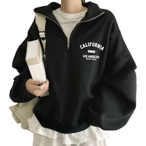 Vestes d'hiver pour femmes à capuche à fermeture éclair, couleur unie noire, manches longues, impression puff, logo personnalisé vintage, commande d'échantillon possible - Product Image 1