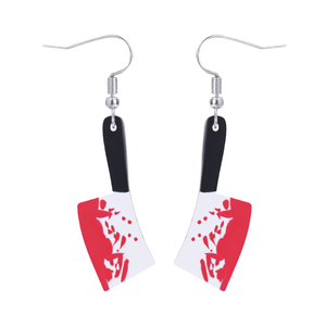 Nouveauté Boucles d'oreilles réversibles en acrylique au design original et original, motif taché de sang, boucles d'oreilles pendantes en forme de couteau de <span class=keywords><strong>cuisine</strong></span> personnalisées pour femmes, tendance - Product Image 1
