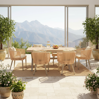 Ensemble table et chaises de jardin Meiqi, résistant aux intempéries, grand plateau, mobilier pour villa, balcon, cour.
