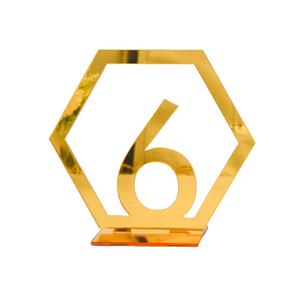 Signes de numéros de table en acrylique doré de 2mm pour décor de fête de mariage Chiffres romains en acrylique Pièce maîtresse géométrique - Product Image 1