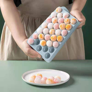 HM PP Ice Cube <b>Tray</b> with Lid Freezer Safe Rectangle Mini Ice Ball Maker Mold (<b>Circle</b>/Sphere Shape) - Product Image 3