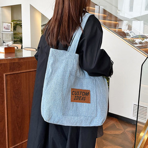 Qetesh Canvas Tote Túi Thời Trang Denim Nhà Máy Bán Buôn Của Phụ Nữ Duy Nhất Vai Túi Cho Các Trường Học Và Làm Việc - Product Image 1