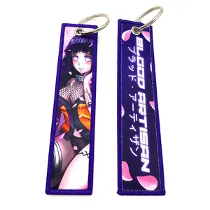 Anime Keychain YYX Custom Sublimation Woven Embroidery Logo JDM Anime Cute Cartoon Sexy Girl Fabric Jet Tag Keyring Keychain