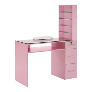 Customized Beauty Glass High Quality Salon Furniture Nail Manicure Table