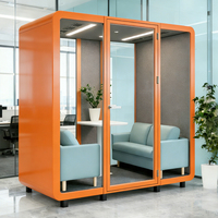 Cabines insonorisées en acier pour bureaux partagés, conception modulaire, systèmes de capteurs intelligents, salles de réunion multi-personnes, immeuble de bureaux