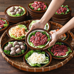Melamine Tableware <b>Plates</b> Round Solid Color Commercial Retro <b>Side</b> Dish <b>Plates</b> For Hot Pot Party Hotel Meals - Product Image 1