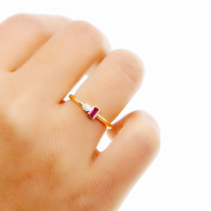 Khuyến mãi cho phụ nữ của hợp thời trang mạ vàng Tiny ban nhạc Nhẫn Stackable <span class=keywords><strong>Ruby</strong></span> CZ và màu tím trắng đá lát đồ trang sức làm bằng đồng thau - Product Image 6