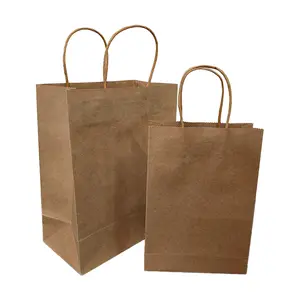 15 yıl fabrika kağıt alışveriş torbası özel baskı logosu geri dönüşümlü kahverengi/beyaz Kraft taşıyıcı hediye kağıt torba
