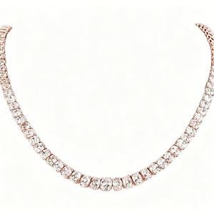 Trendy 14K 18K Solid Gold Lab Created Diamond Tennis <b>Necklace</b> Oval Cut IGI Fine Jewelry for Women - Product Image 2
