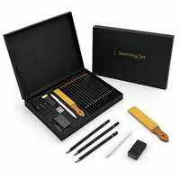 Ensemble de crayons à dessin professionnels, crayons à graphite, kit d'art au fusain avec gomme, taille-crayon et outils de mélange pour artistes