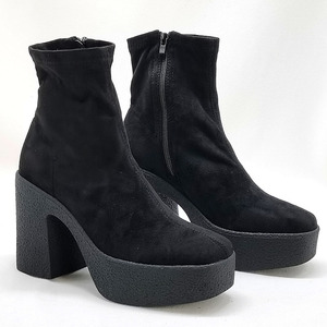 Stivaletti alla caviglia in pelle scamosciata da donna all'ingrosso 2022 nuovi stivali neri con <span class=keywords><strong>tacco</strong></span> <span class=keywords><strong>alto</strong></span> stivali invernali da donna - Product Image 1
