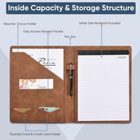 Portafolio de Negocios de Lujo A4 Vding VD-688 Negro, Carpeta de Archivos, Maletín de Cuero PU, Almacenamiento Seguro de Documentos, Calculadora, Libretas, Tarjetas