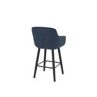 Tabouret de bar haut de gamme rembourré bleu avec accoudoirs, dossier cannelé, élégant, confortable, pivotant, pour la maison, la cuisine, le bar