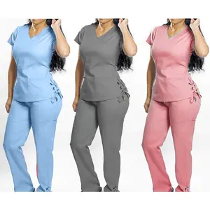 Nuovo Design ospedale donna infermiera top e pantaloni uniformi scrub set per ospedale tessuto 7-14 giorni 1-3 giorni MSDS,CE