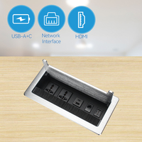 Boîtier de connectivité de table, 2 prises universelles, USB-A et USB-C, 2 ports réseau