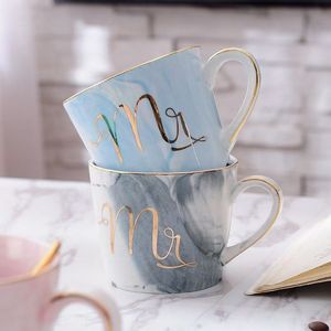 Modern Custom-Made Europe Style Stoneware <b>Ceramic</b> <b>Mug</b> with Marble Pattern Gold Rim Letters-Dishwasher & Microwave Safe - Product Image 2