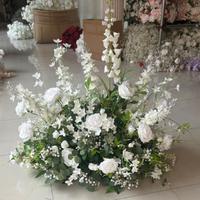 Chemin de table en fleurs de rose en soie blanche de 200 cm, fait main et personnalisé, élégant pour mariage et événements, nouvelle arrivée, entretien facile
