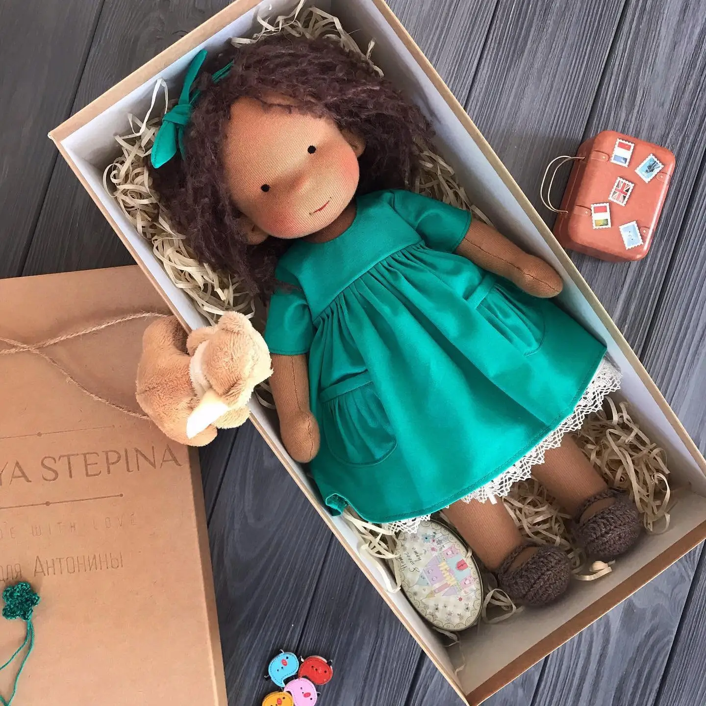 Handgemachte Waldorf-Puppen mit Kleidung Lockiges Haar Kawai Mädchen Plüsch puppe Weich Gefüttert Baby Komfort-Spielzeug Kinder Geburtstags geschenke
