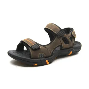 2023 Trendy özelleştirilmiş açık yaz plaj slaytlar ayakkabı pu deri erkek spor sandalet çatlaklar
