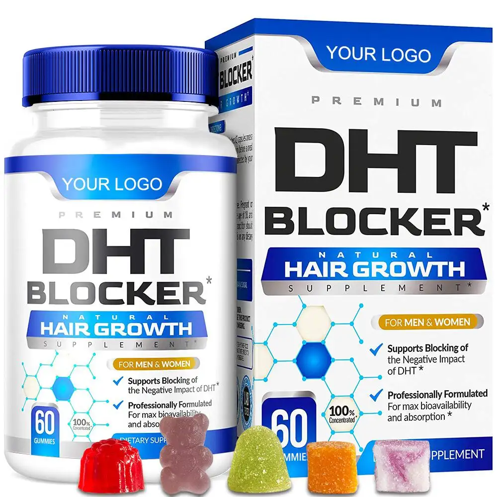 Premium Dht Blocker Haargroei Gummies Met Biotine Zink Ijzer En Zaagpalmetto Private Label Supplement Om Haaruitval Te Stoppen