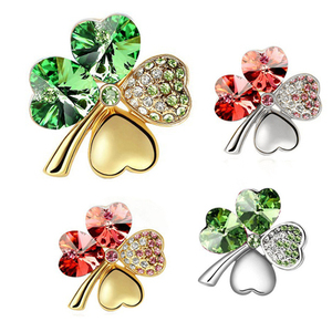 Four Leaf Clover Brooch New Accory Gift Z0X3