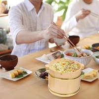 Panier de cuisson et de service en bambou pour riz à sushi avec couvercle en bambou, pour cuisine professionnelle, écologique, capacité 4L